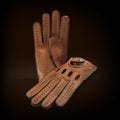 Artivino Brown Leather Driving Gloves
