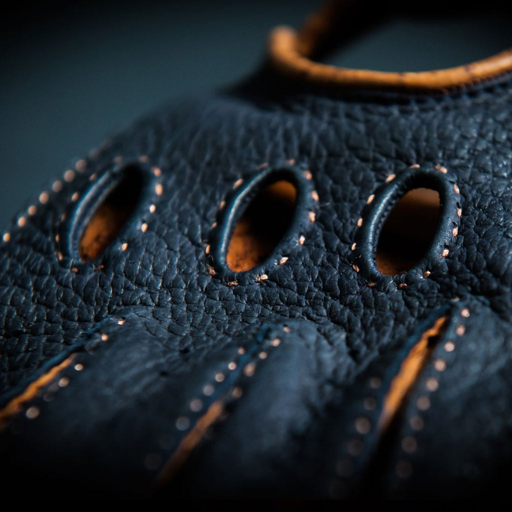 Blu Notte Blue Classic Leather Driving Gloves