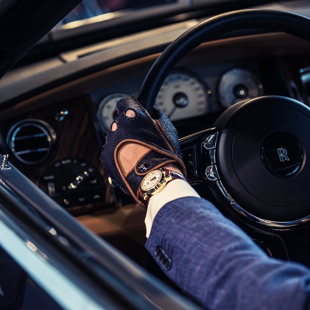 Blu Notte Blue Classic Leather Driving Gloves